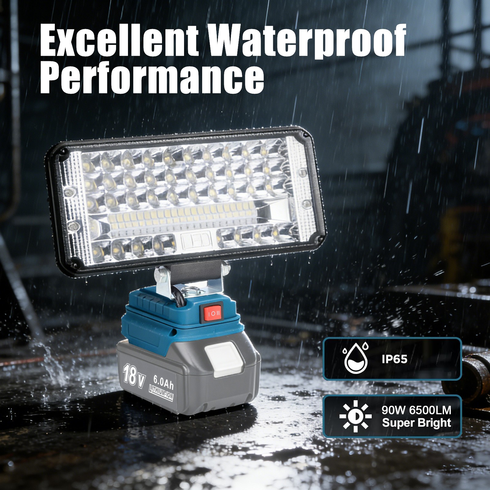 90W 18V LED Work Light Flashlight Compatible with Makita 18V LXT Battery