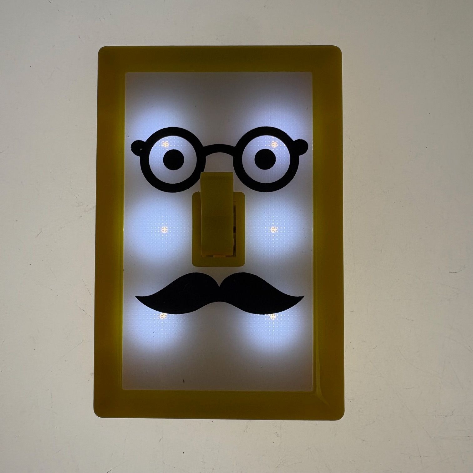 Emoji Face Light Switch Set 4 Winking Eyeglasses Laughing Smiling Faces Mustache