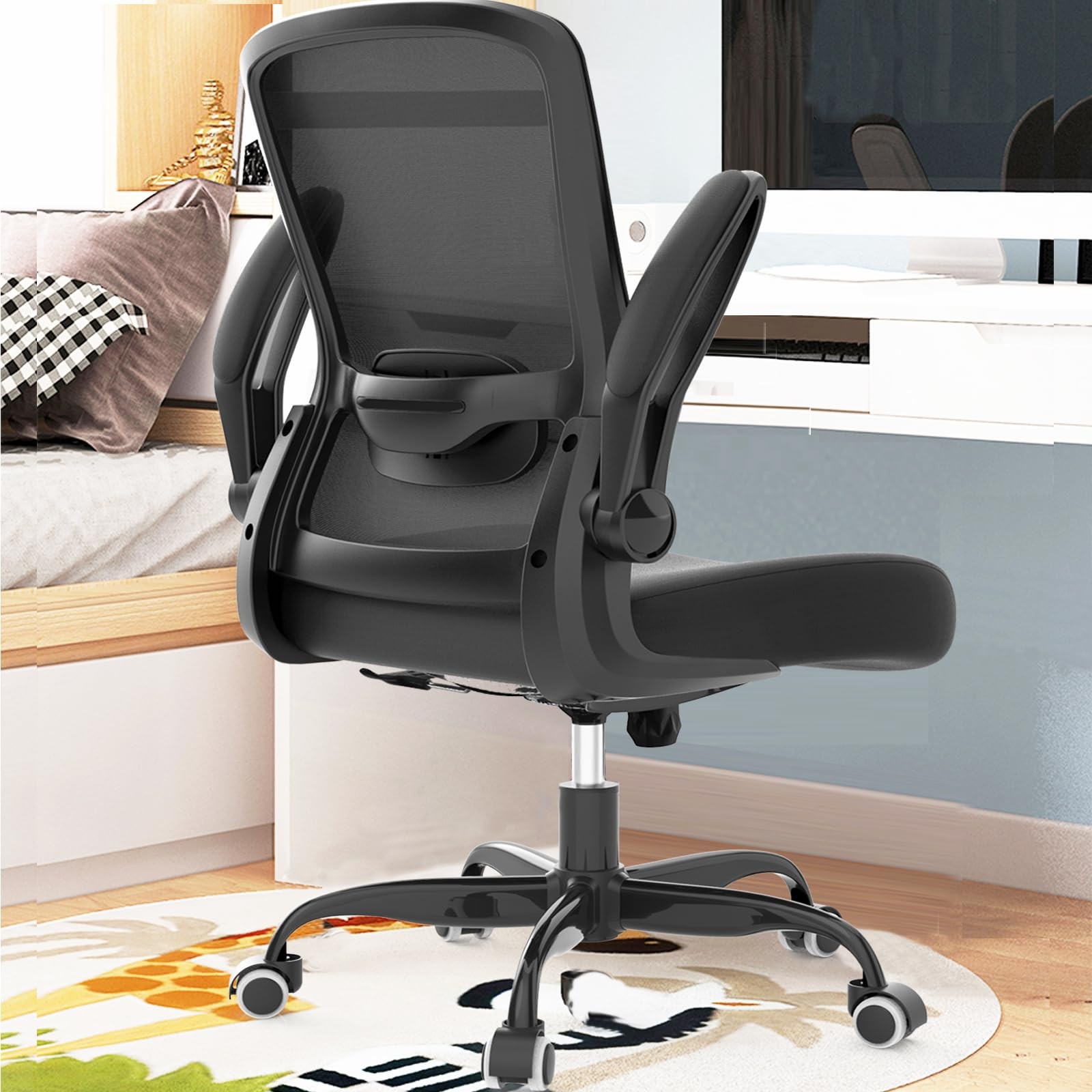 Ergonomic Office Chair, BIFMA Certified, Flip-up Arms, 135° Recline, Lumbar S...