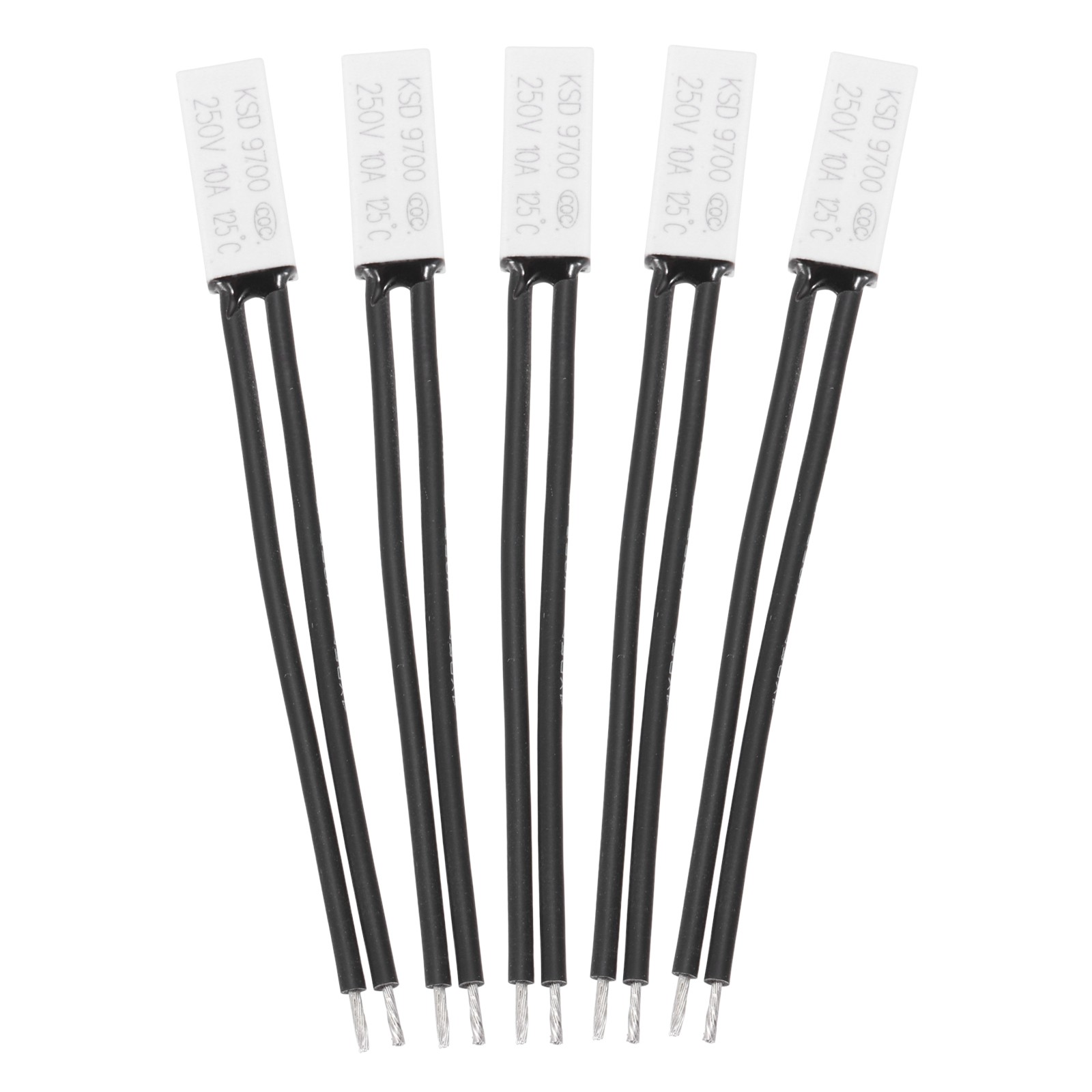 5Pcs KSD9700 Thermostat 125°C/257°F Temperature Control Switch N.C 10A Plastic