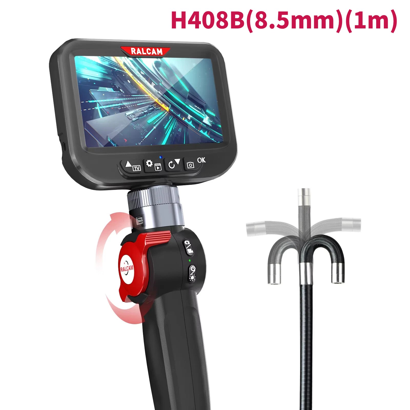 RALCAM H408B 180° Articulating Borescope Endoscope Inspection Camera 8.5mm 1m