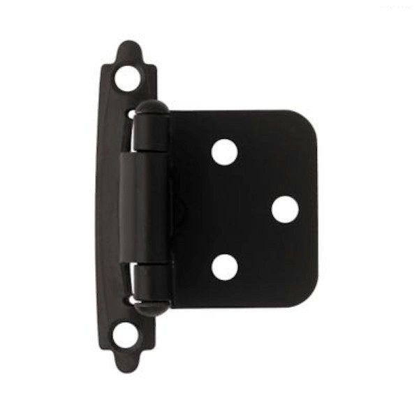 H0103AZ-FB Flat Black Self Closing Overlay HInge Pack of 2