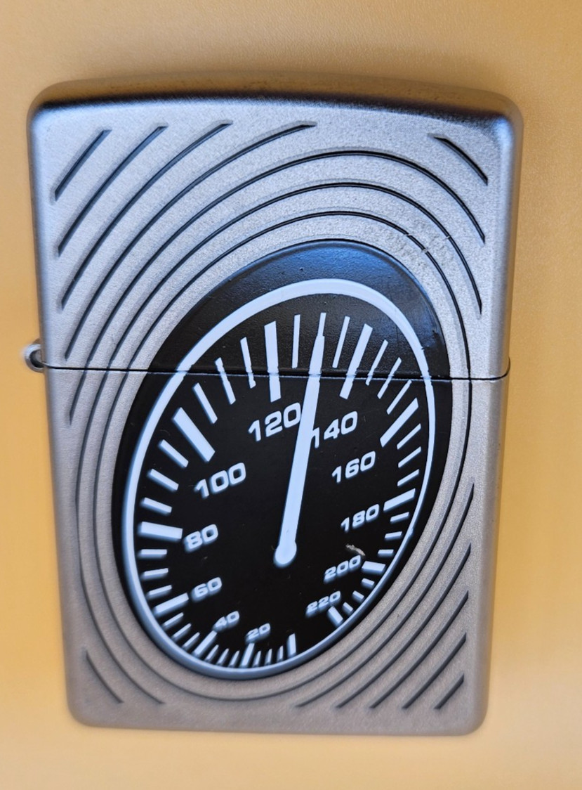 Zippo Lighter 2009 Speedometer 130, Satin Chrome, New, Hypnotic!
