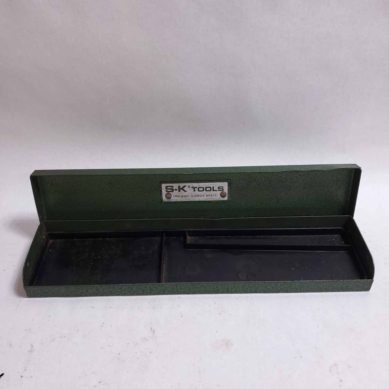 Vintage SK Tools Green Metal Socket Ratchet Case 10.5" x 2.5" x 1"