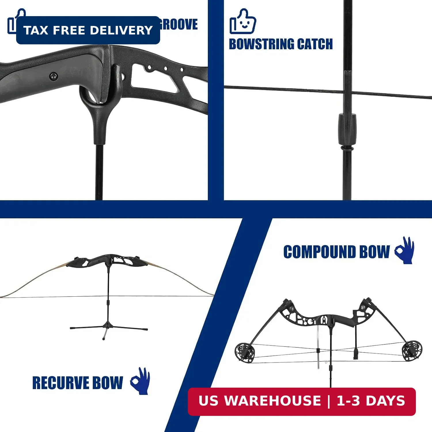 Archery Bow Stand - 18.9" Height Lightweight Bow Stand, Foldable Bow Rack Holder