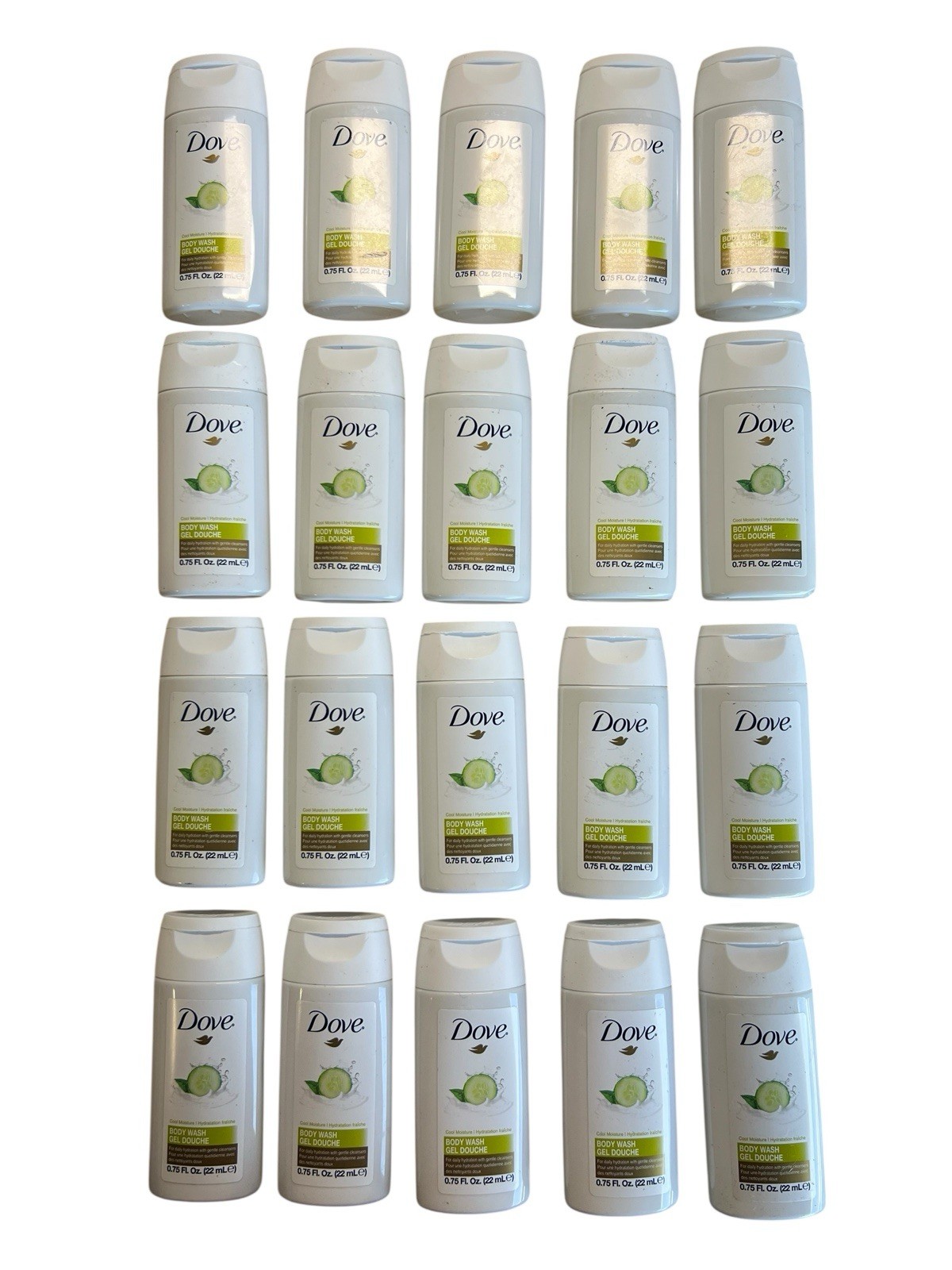 Dove Body Wash~0.75 Fl Oz~Cucumber & Green Tea Scent~Travel Size~ (Lot Of 20)