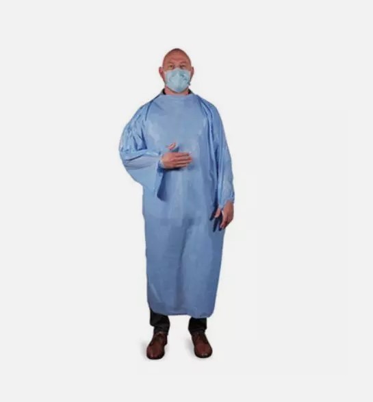 Heritage TGOWNLP 74 X 50 in. 1.5 Mil T-Style Isolation Gown, Light Blue. 50 Pack