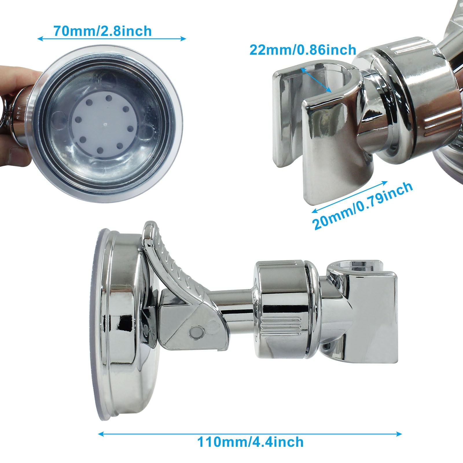 Adjustable Shower Head Holder, Silver