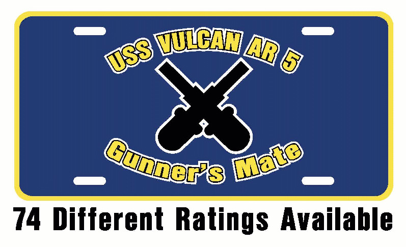 USS VULCAN AR 5 Rating License Plate U S Navy USN Military PO4