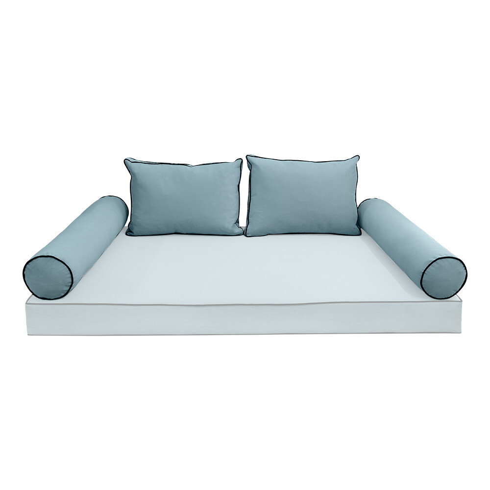 STYLE V1 Twin Velvet ContrastPipe Indoor Daybed Bolster Pillow |COVER ONLY|AD355