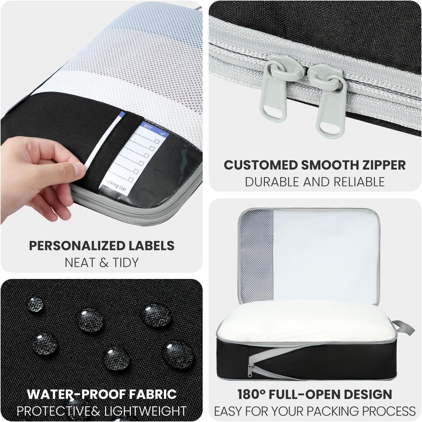 Durable Travel Packing Cubes - 6-Piece Set for Effortless Packing Efficiency