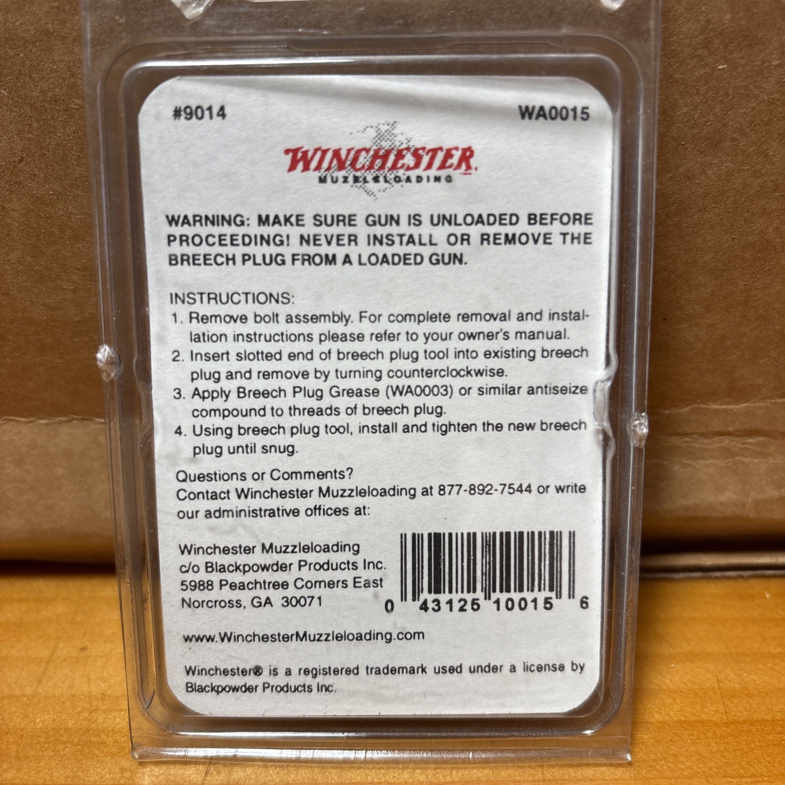 Winchester Muzzle loading Breech Plug For 209 Primer WA0015