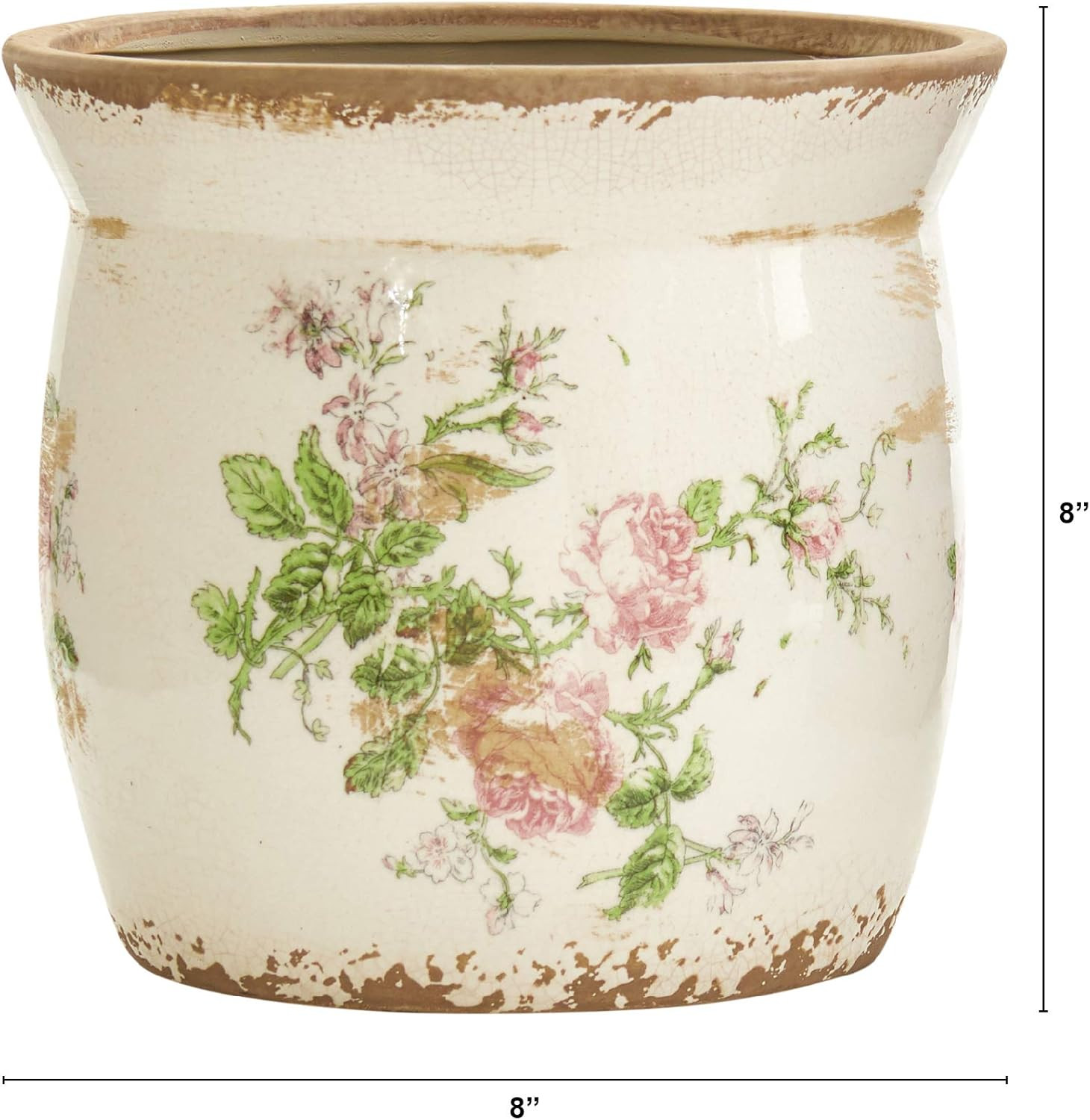 8In. Tuscan Ceramic Floral Print Planter