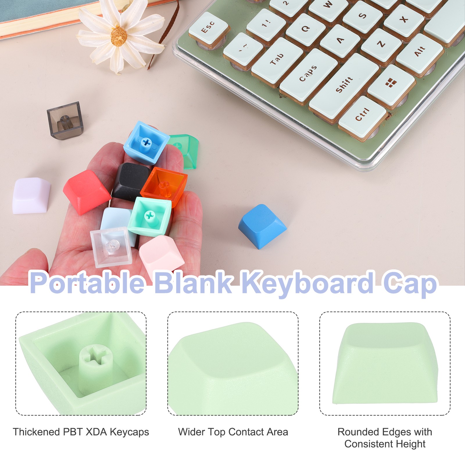 10Pcs XDA Profile Keycap Set PBT Mechanical Numeric Keypads, Fresh Green