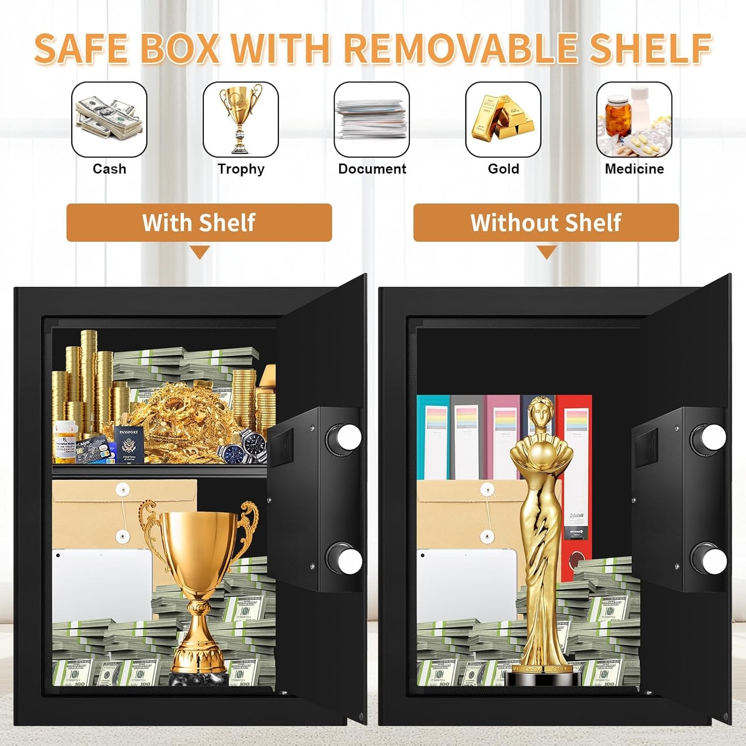 3.3 Cubic Large Fireproof Safe Digital Home Security Box with Keypad and Keys