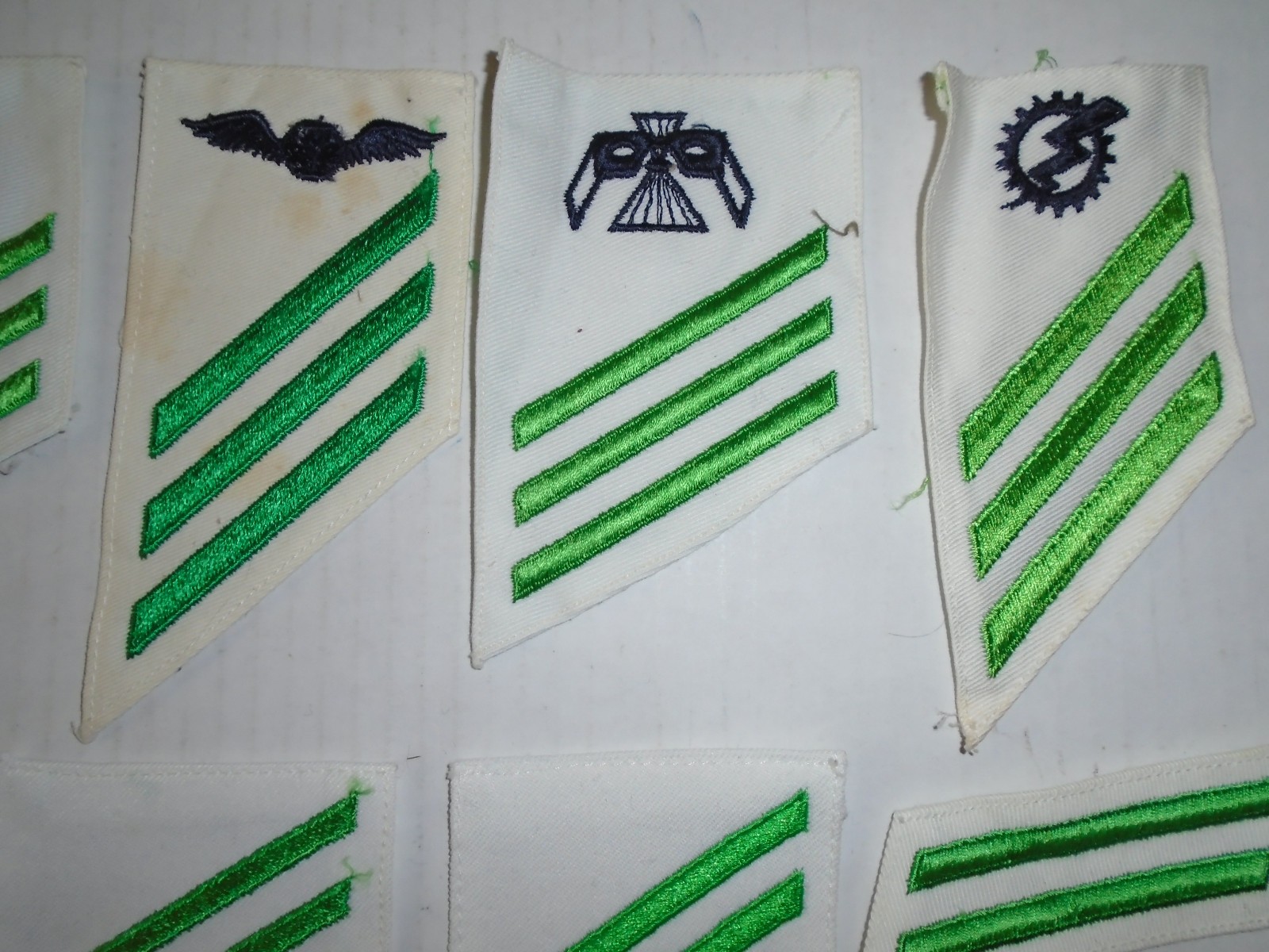 10 Vintage US Navy Airman Sleeve Stripes Striker Patch E-3 E-2 Aviation Green