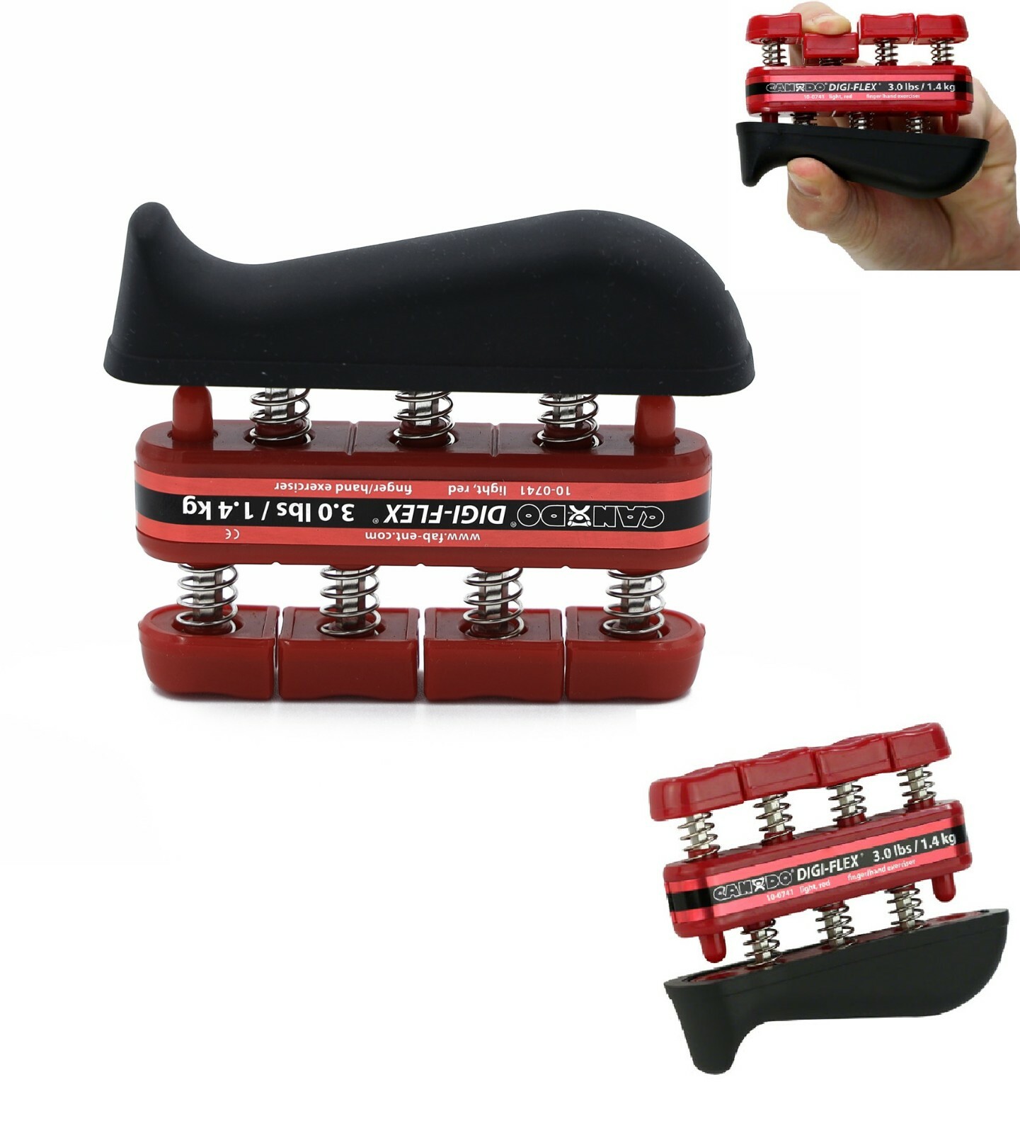 CANDO Digi-Flex RED Hand and Finger Exercise System 3 lbs Resistance NON-LATEX