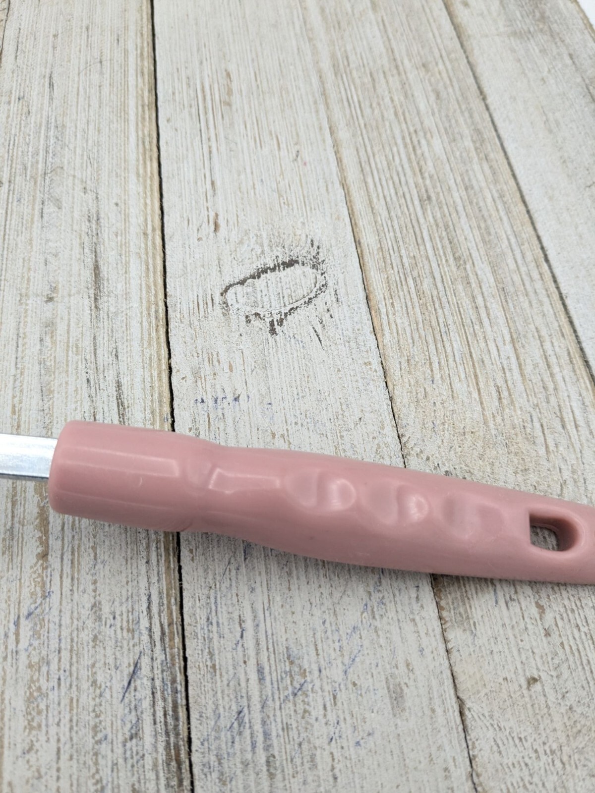 Slotted Short Spatula Pink Mauve Plastic Handle 11" Korea