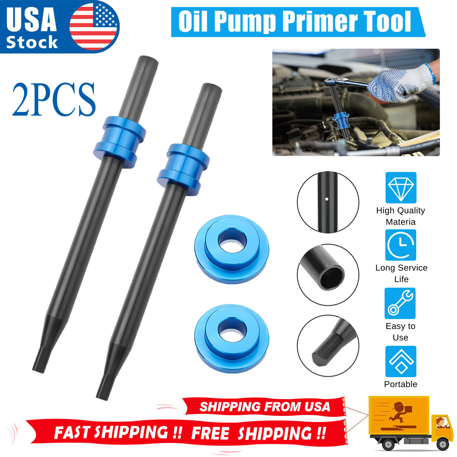 2* Oil Pump Primer Tool SB Small Block For Chevy V6 V8 SBC 350/BB BigBlock Chevy