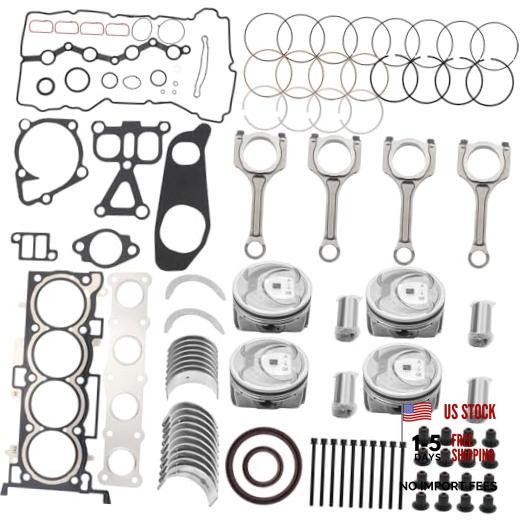 Engine Rebuild Overhaul Kit w/Piston Connecting Rod Engine Gasket Set for Kia