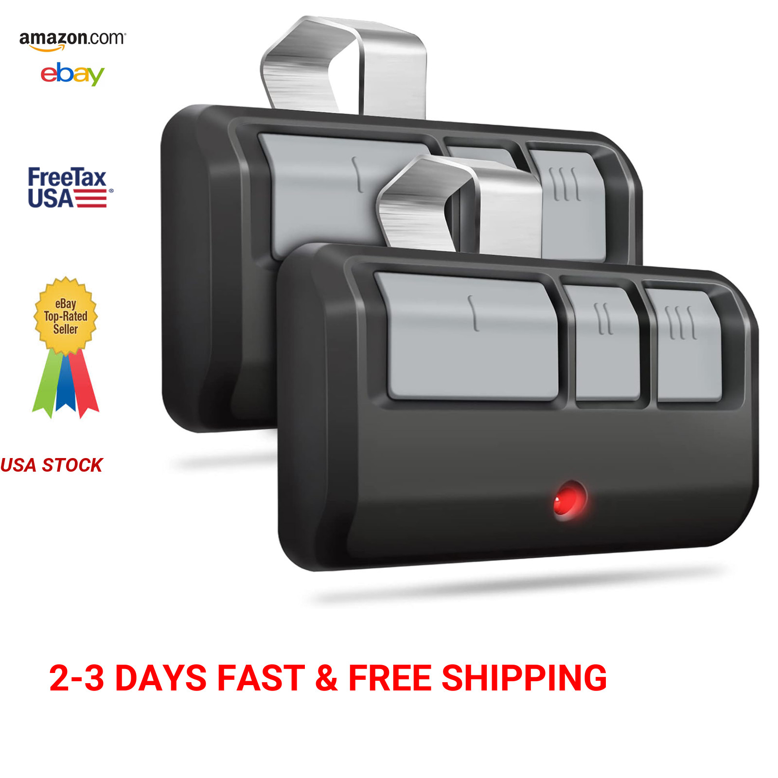 Garage Door Remote Control Pack 2 Universal Security Rolling Code Long Distance