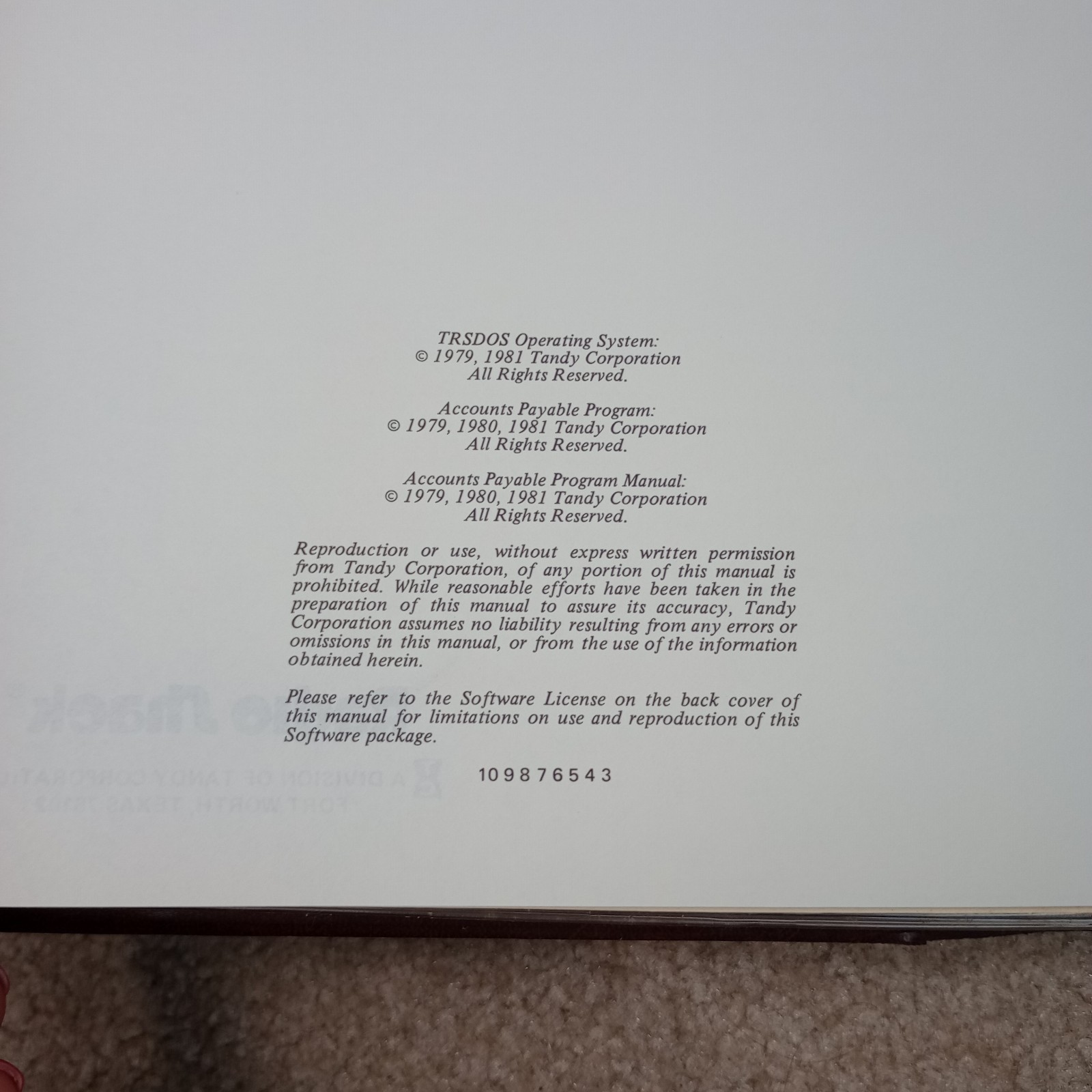 TRS-80 Software Library Lot Accounts Payable Editor Assembler Manual READ!!!
