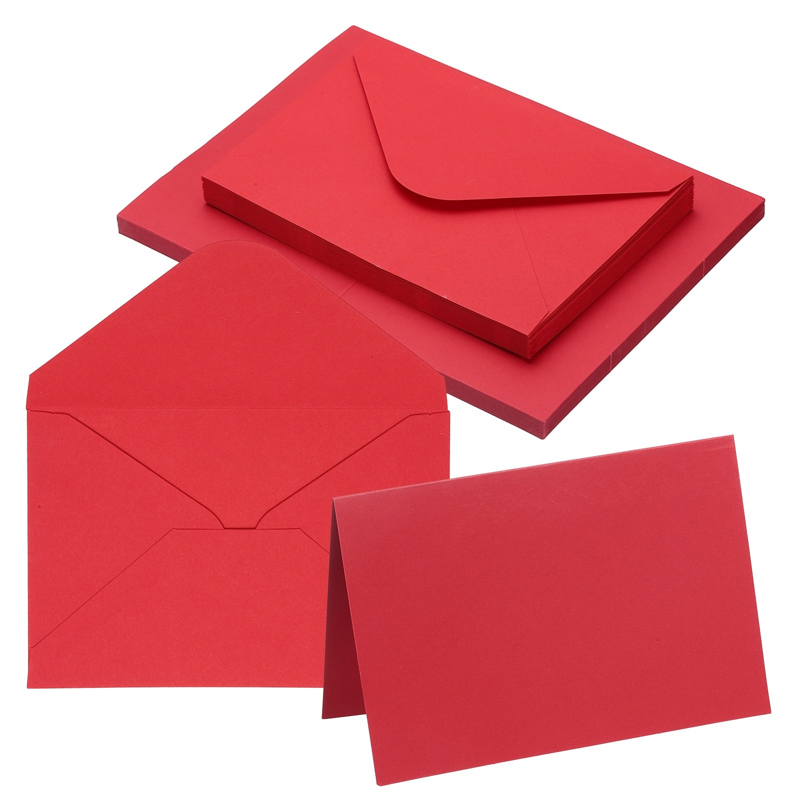 20Sets 4 x 6" Blank Greeting Cards and Envelopes, Right Angles Cards, Bright Red