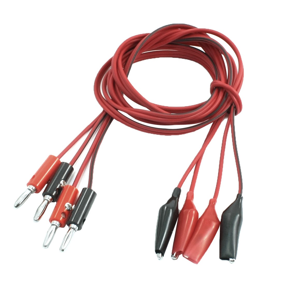2 Pair Alligator Test Lead Clip to Male Banana Cord Cable 1M