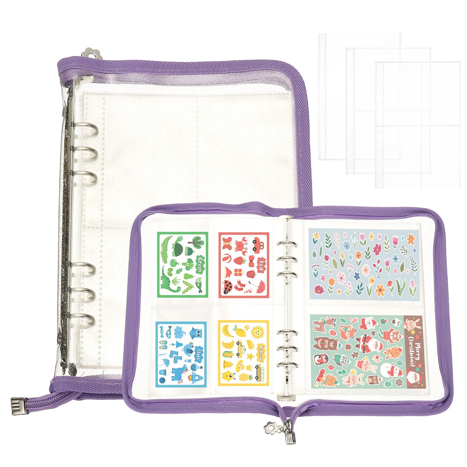Sticker Organizer Binder, Sticker Album with 180 Pocket, Purple