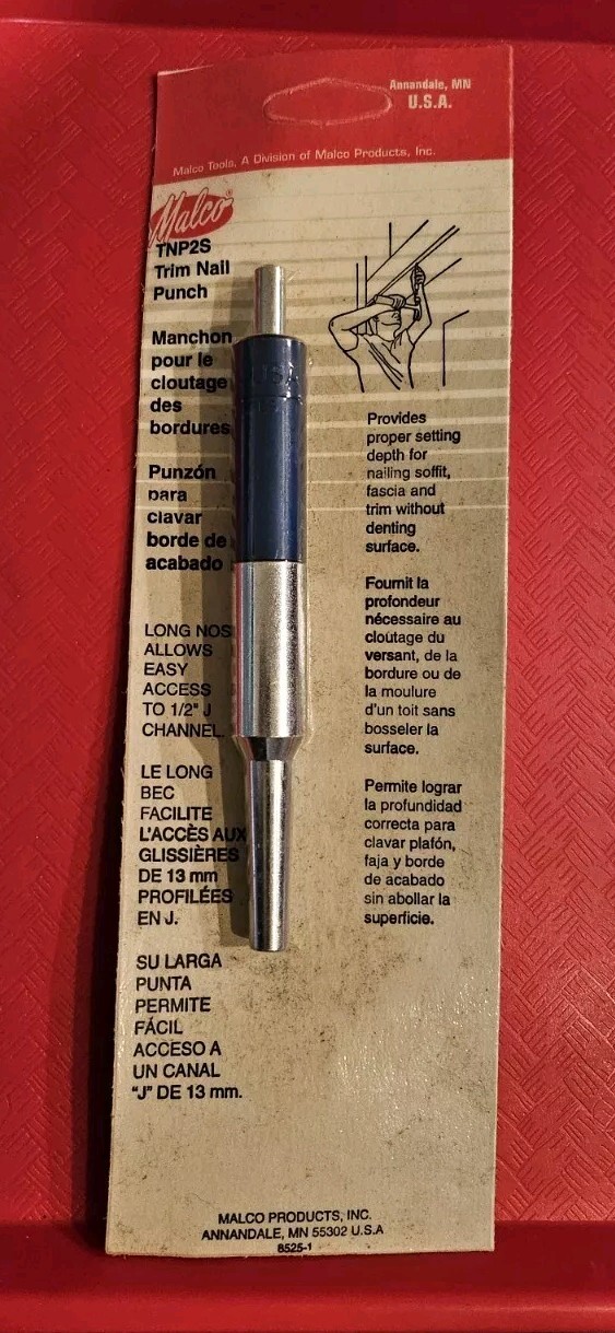 FREE SHIPPING Brand NEW Malco TRIM NAIL PUNCH TNP2S  USA Sealed Sales Card