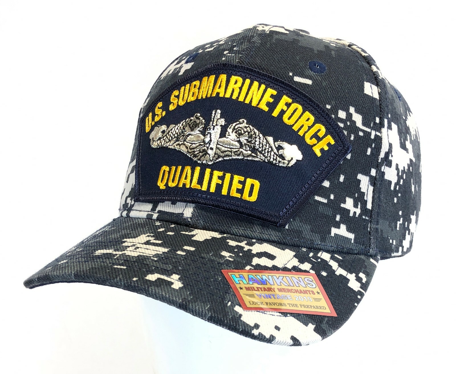 Navy Submarine Hat " QUALIFIED " Blue Digital Ball Cap Dolphins Veteran