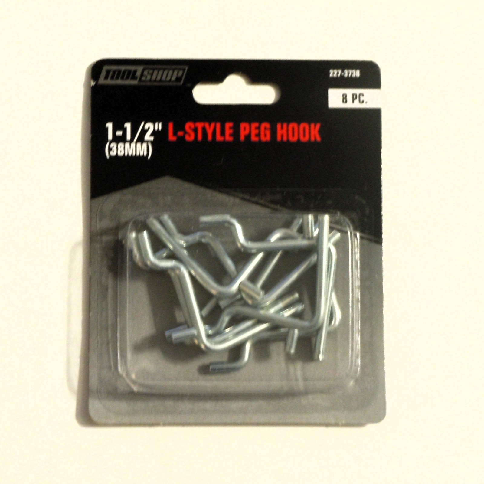 Pegboard Hooks L-Style 1 1/2 inch For 1/8" And 1/4" Pegboard 2 Packs 16 Pieces