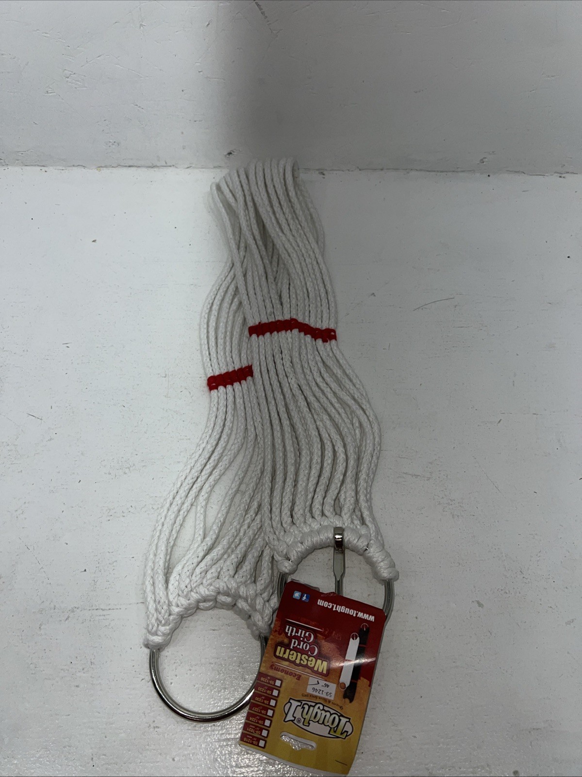 New Tough 1 White Red Western Mohair Cord Girth 46” #59-1246 BB-21