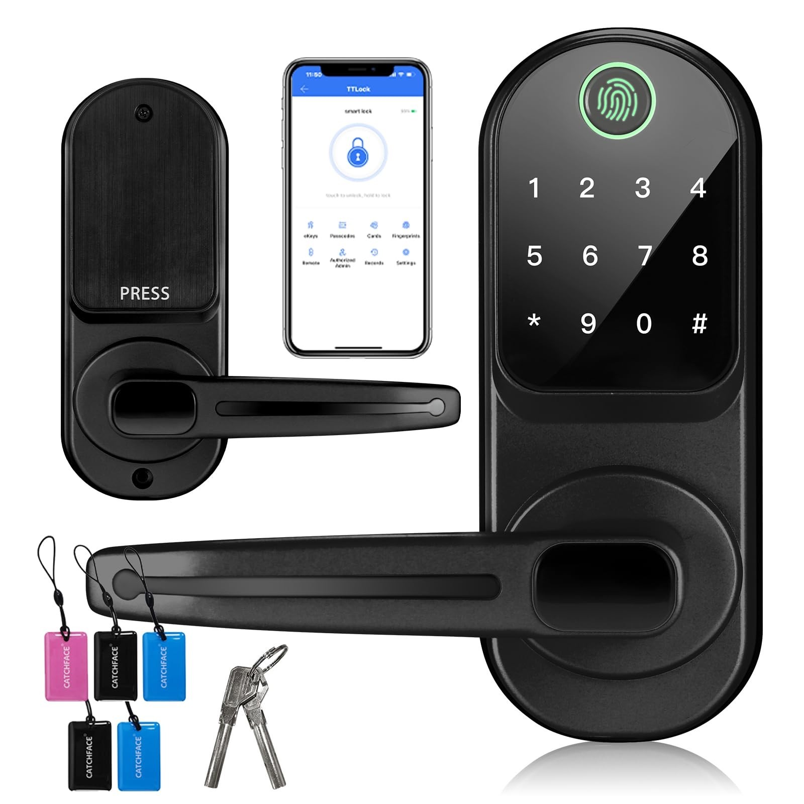 CATCHFACE Fingerprint Door Lock TTLock Smart Lock Biometric Door Lock with Fi...