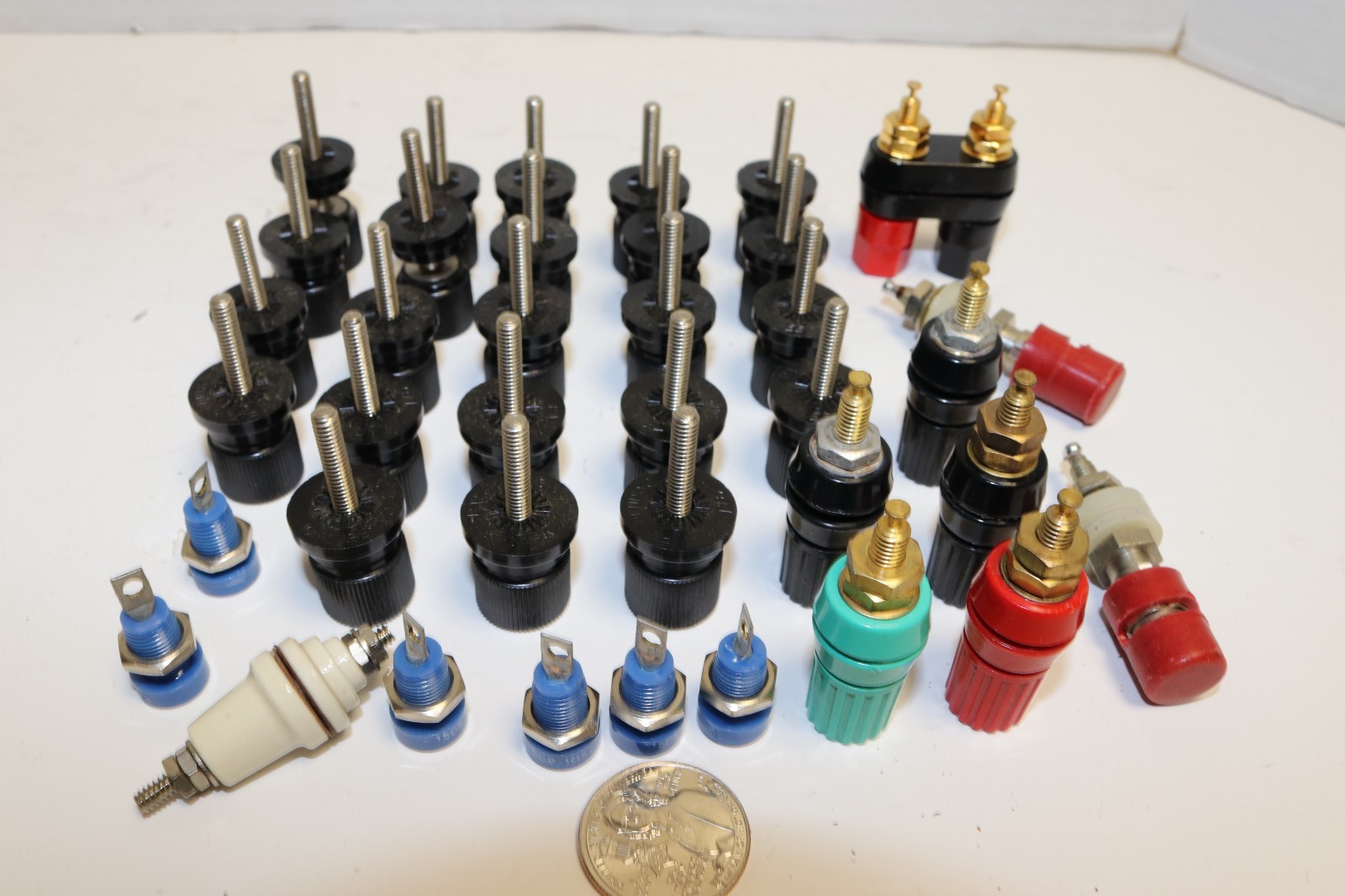 HUGE LOT OF STAND OFF POSTS - MOSTLY EBY (BLACK) - AS PICTURED