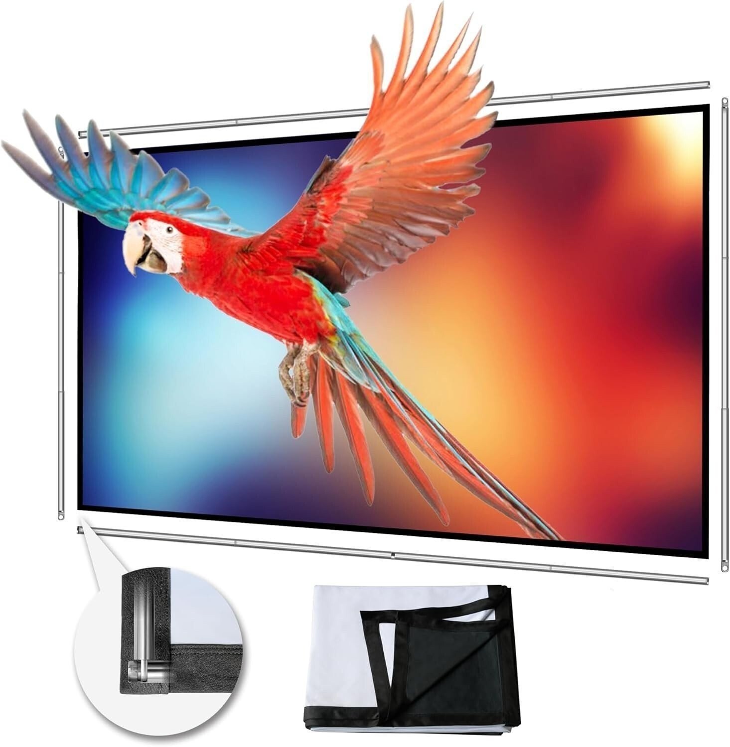 Yandood 70 in Foldable Projector Screen with Stainless Steel Telescopic Rod