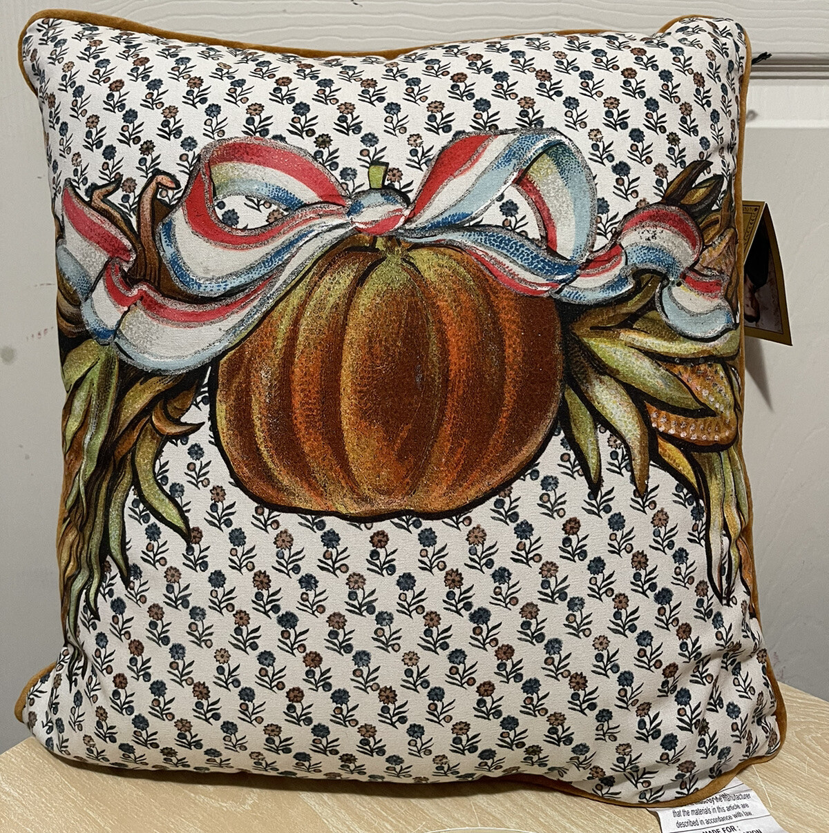 John Derian for Target 18" Square Pillow Fall Pumpkin NEW 2023