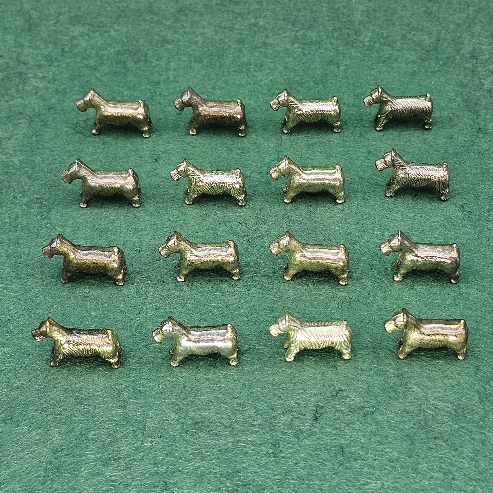 Lot of 16 Monopoly Scottie Dog Tokens Standard Basic Movers Gold Tone