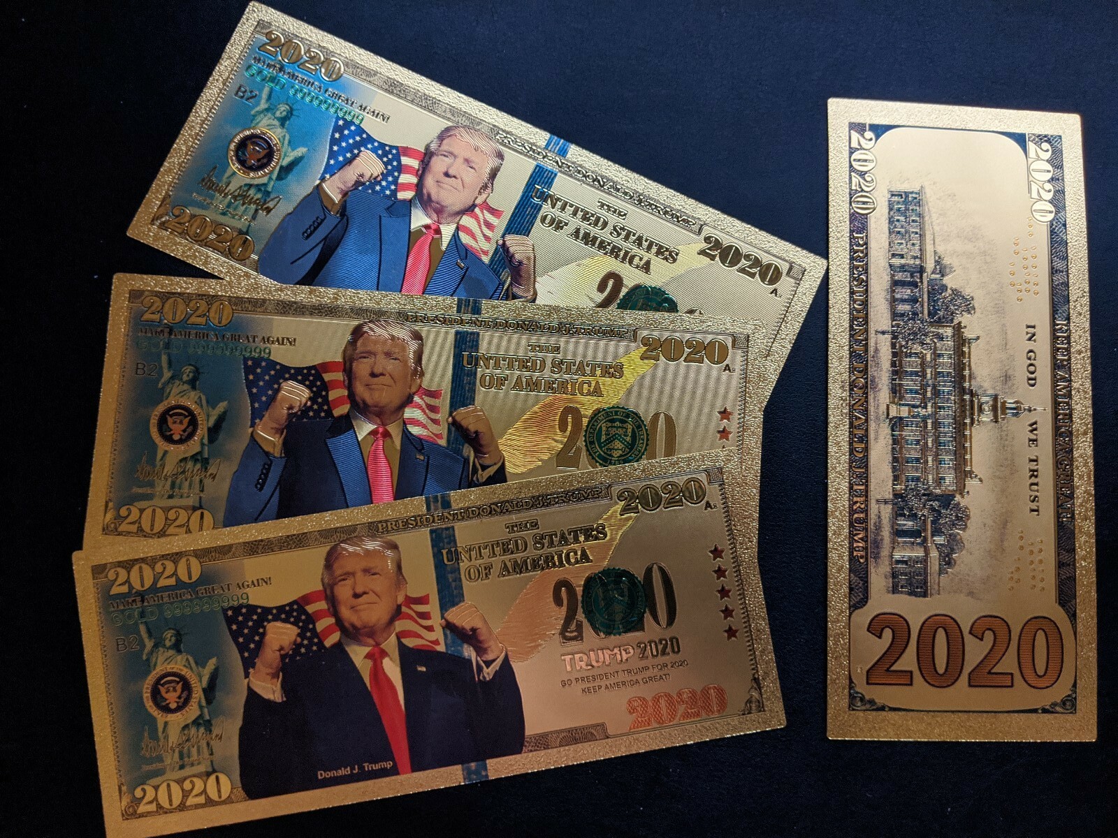 Gold Foil Donald Trump 2020 Dollar Bill Presidential Collectible Rare MAGA