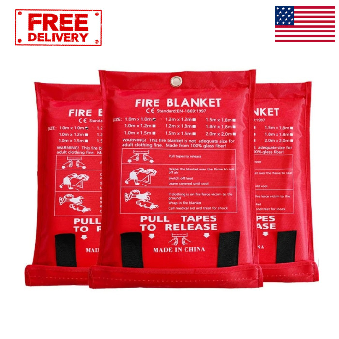 FIRE BLANKET 1mx1m (40inches) Large retardant Fiberglass Prepared for Emergency