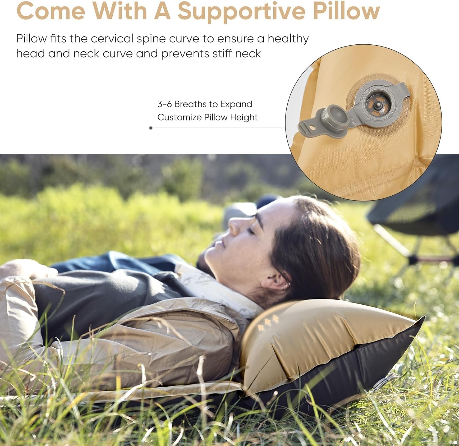 Self-Inflating Sleeping Pad, Ultralight Memory Foam Camping Pad with Pillow, ...
