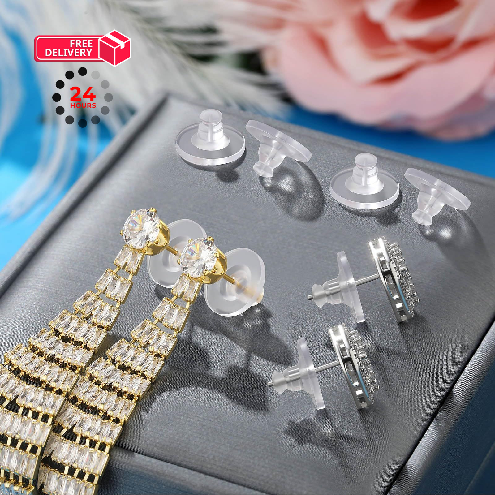 Earring Backs Rubber,100 PCS Soft Clear for 100pcs