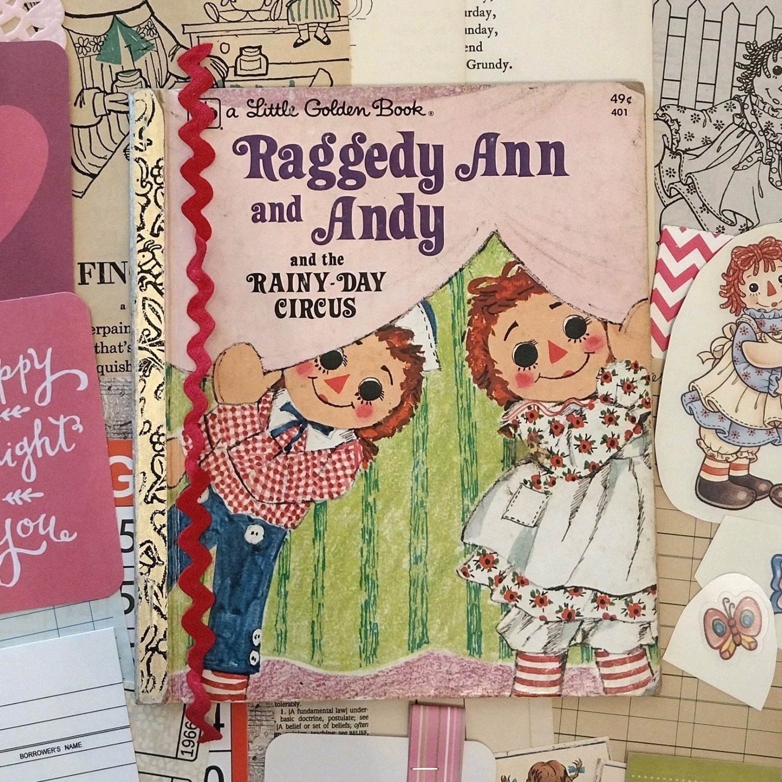 LGB Junk Journal Starter Kit Raggedy Ann 75+ pcs Scrapbook Glue Book
