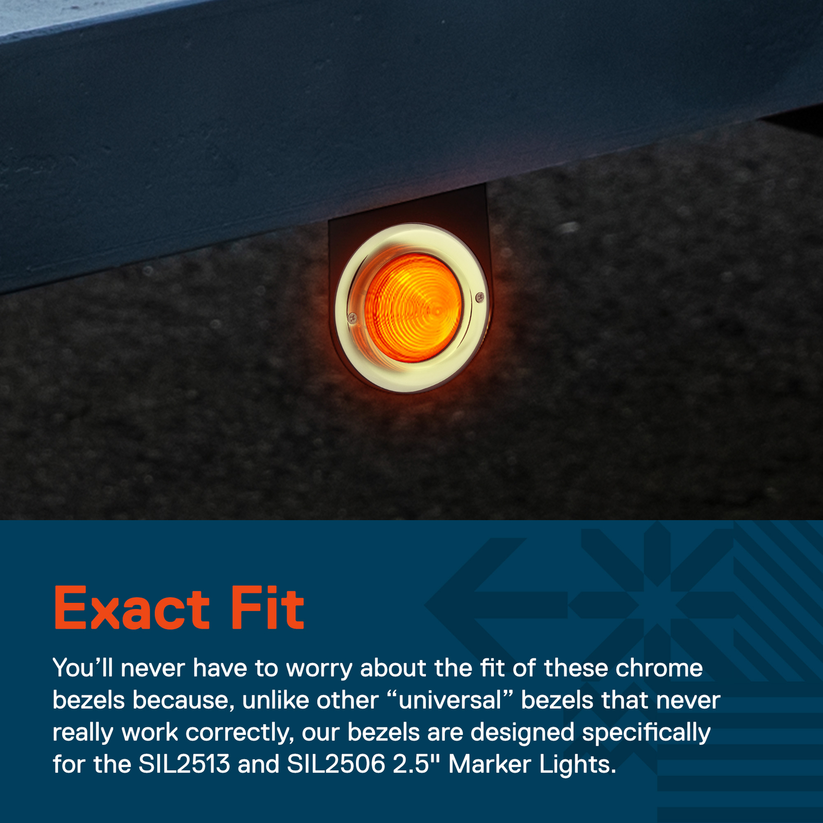 4pc 2.5 inch Round LED Marker Light Chrome Bezel
