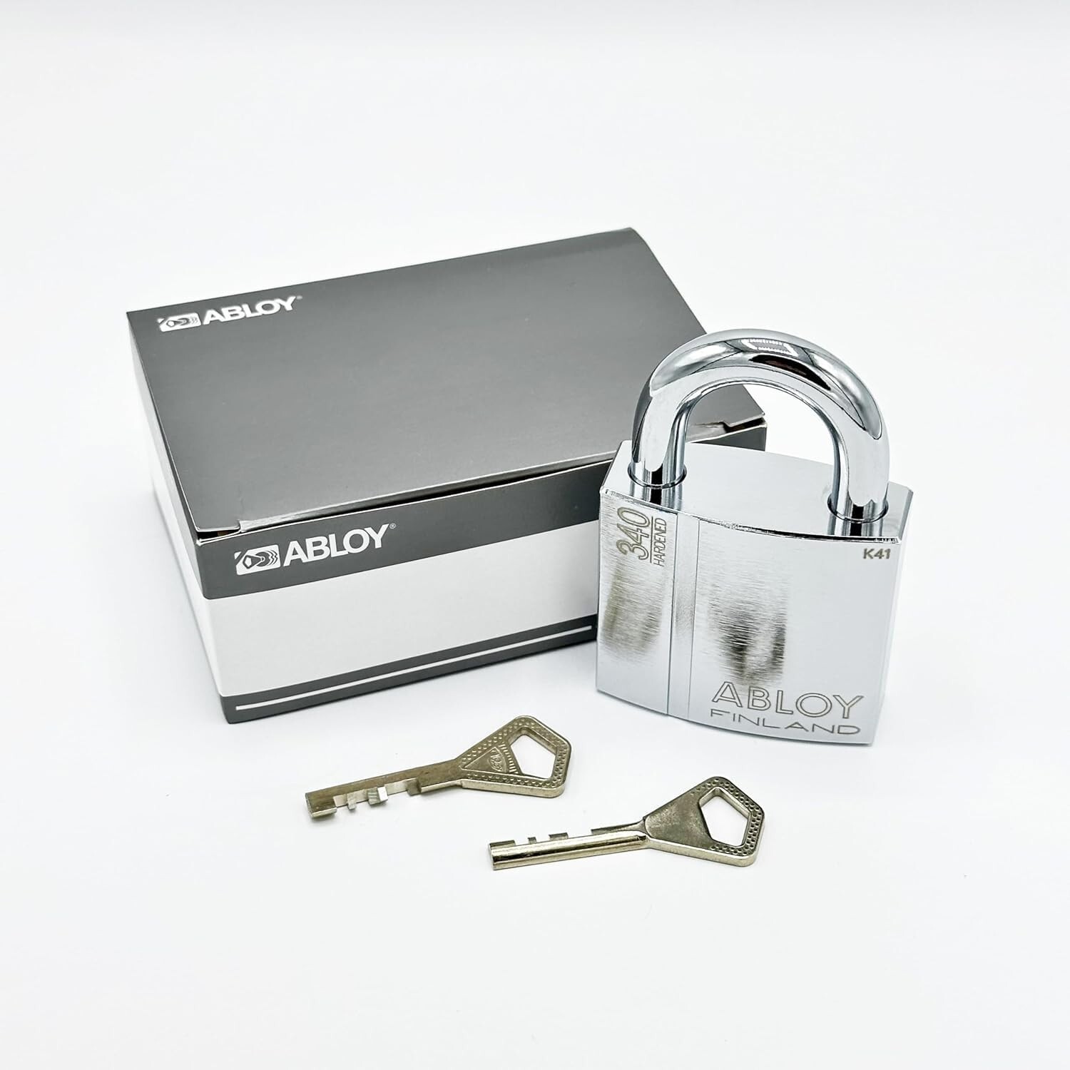 Abloy Sentry PL340/25B Hardened Steel Padlock w/ 2 Keys, Chrome Finish
