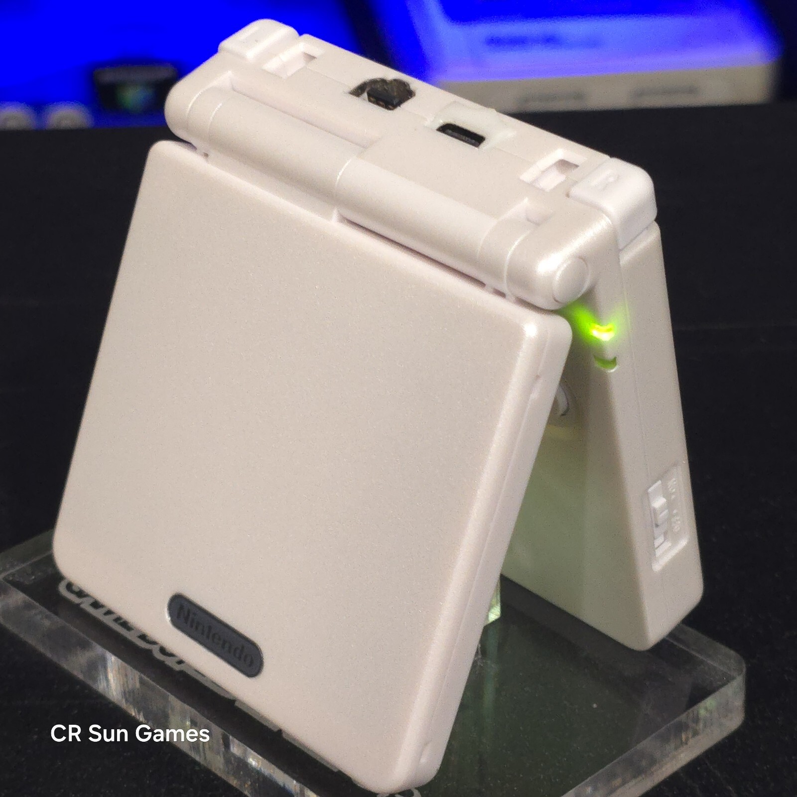 White on White Nintendo Game Boy Advance GBA SP IPS Screen And USB-C Mod