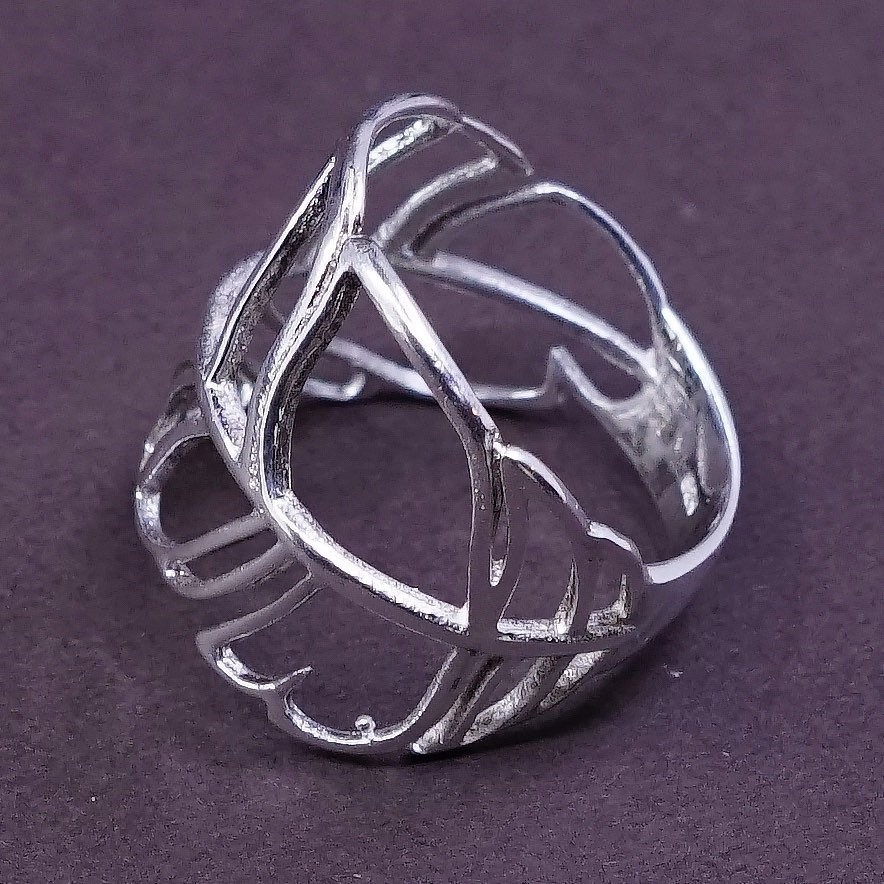 sz 6, vtg Sterling silver handmade ring, southwestern 925 filigree leaves band