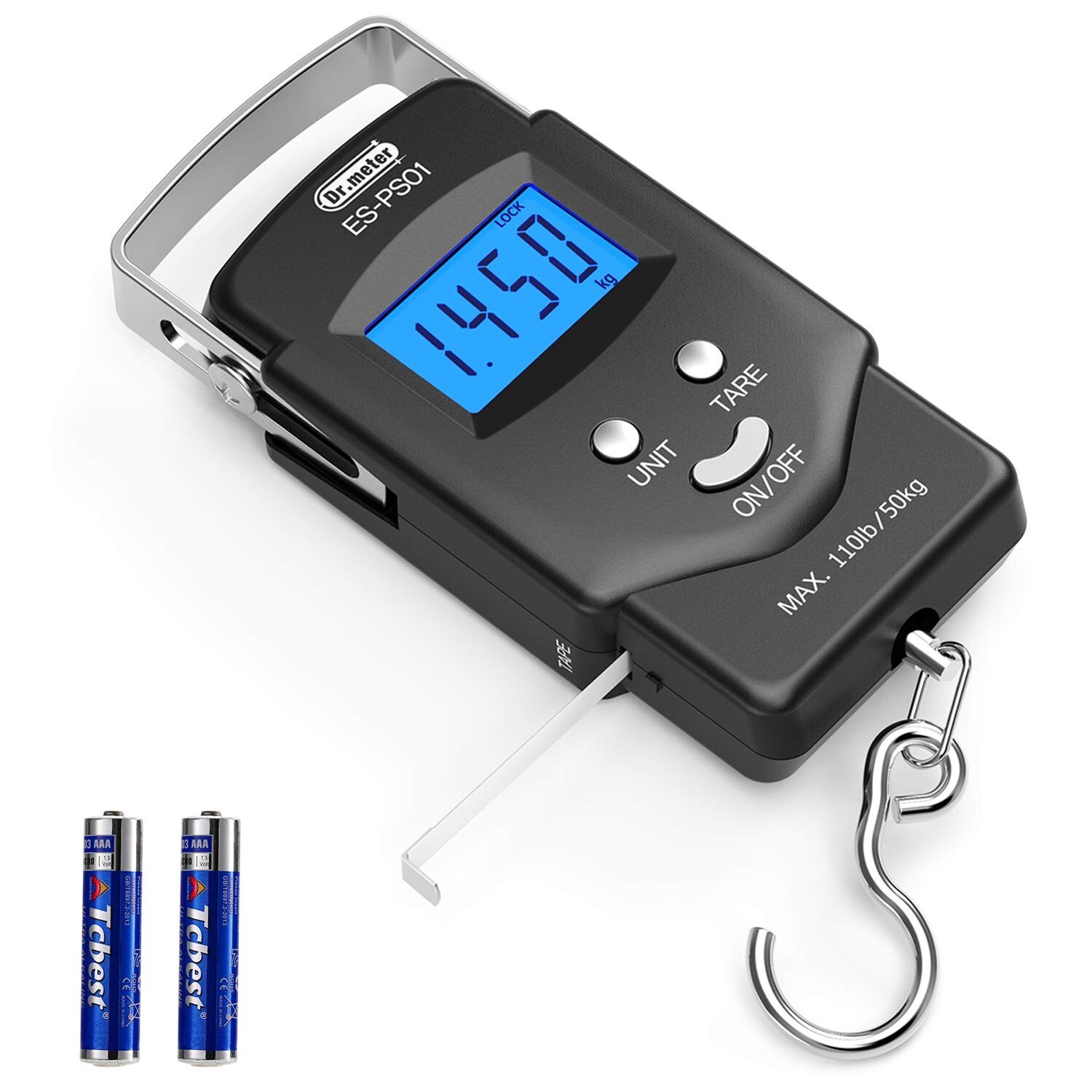 Portable Backlit LCD Fishing Scale with Tape Measure - Dr.meter 110lb/50kg