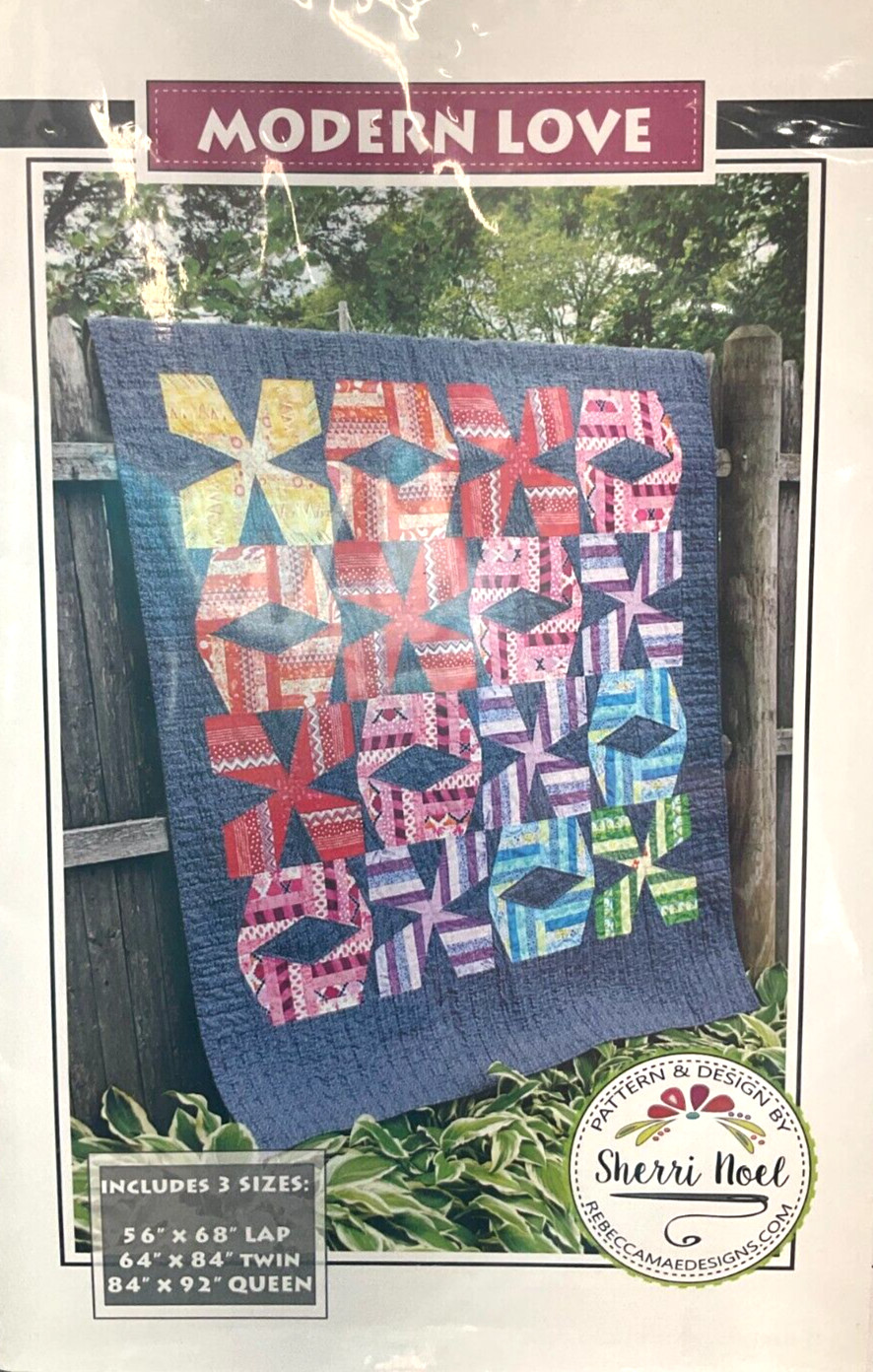 REBECCA MAE DESIGNS #IQM108 MODERN LOVE QUILT PATTERN - 3 SIZES