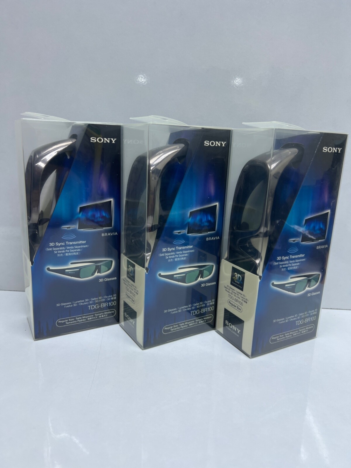Sony TDG-BR100 3D Glasses Regular Size New ( Lot 3 pcs )